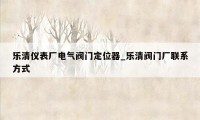 乐清仪表厂电气阀门定位器_乐清阀门厂联系方式