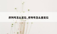 序列号怎么定位_序列号怎么查定位