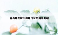 青岛哪开房不要身份证的简单介绍