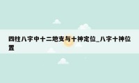 四柱八字中十二地支与十神定位_八字十神位置