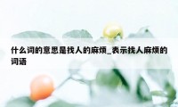 什么词的意思是找人的麻烦_表示找人麻烦的词语