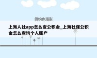 上海人社app怎么查公积金_上海社保公积金怎么查询个人账户