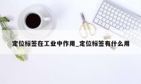 定位标签在工业中作用_定位标签有什么用