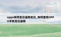 oppo如何定位追踪定位_如何查找OPPO手机定位追踪