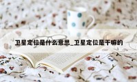 卫星定位是什么意思_卫星定位是干嘛的