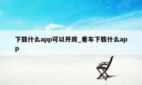 下载什么app可以开房_看车下载什么app