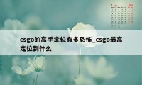 csgo的高手定位有多恐怖_csgo最高定位到什么