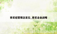 索尼经营理念定位_索尼企业战略