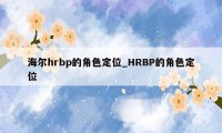 海尔hrbp的角色定位_HRBP的角色定位