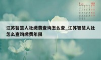 江苏智慧人社缴费查询怎么查_江苏智慧人社怎么查询缴费年限