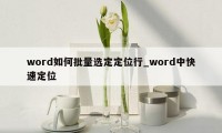 word如何批量选定定位行_word中快速定位