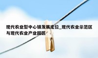 现代农业型中心镇发展定位_现代农业示范区与现代农业产业园区