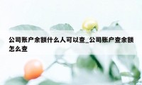 公司账户余额什么人可以查_公司账户查余额怎么查