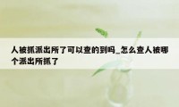 人被抓派出所了可以查的到吗_怎么查人被哪个派出所抓了