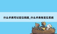 什么手表可以定位找回_什么手表有定位系统