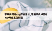 苹果如何给app开启定位_苹果手机如何给app开启定位权限