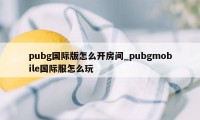 pubg国际版怎么开房间_pubgmobile国际服怎么玩