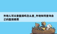 外地人可以查医保吗怎么查_外地如何查询自己的医保缴费