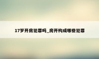 17岁开房犯罪吗_房开构成哪些犯罪