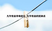 九牛牧业市场定位_九牛牧业的优缺点