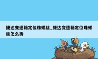 捷达变速箱定位珠螺丝_捷达变速箱定位珠螺丝怎么拆