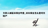 欠款人被起诉保全咋查_诉讼保全怎么查对方财产