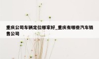 重庆公司车辆定位哪家好_重庆有哪些汽车销售公司