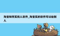 淘宝如何买找人软件_淘宝买的软件可以给别人