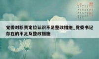 党委对职责定位认识不足整改措施_党委书记存在的不足及整改措施