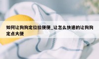 如何让狗狗定位拉便便_让怎么快速的让狗狗定点大便