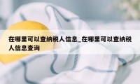 在哪里可以查纳税人信息_在哪里可以查纳税人信息查询