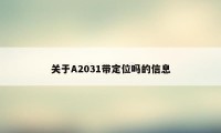 关于A2031带定位吗的信息