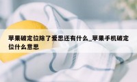 苹果破定位除了爱思还有什么_苹果手机破定位什么意思