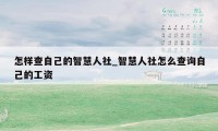 怎样查自己的智慧人社_智慧人社怎么查询自己的工资