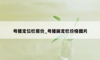 母猪定位栏报价_母猪固定栏价格图片