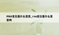 RNA定位是什么意思_rna定位是什么意思啊