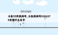 斗鱼55开房间号_斗鱼房间号9382270主播什么名字