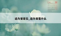 运力宝定位_运力宝是什么