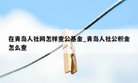 在青岛人社网怎样查公基金_青岛人社公积金怎么查