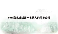 soul怎么通过用户名找人的简单介绍