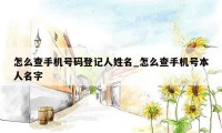 怎么查手机号码登记人姓名_怎么查手机号本人名字