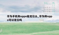 华为手机和oppo能定位么_华为和oppo可以定位吗