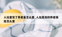 人社查交了养老金怎么查_人社局交的养老保险怎么查