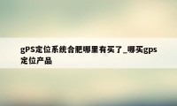 gPS定位系统合肥哪里有买了_哪买gps定位产品