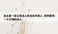 怎么查一家公司法人和法定代表人_如何查询一个公司的法人