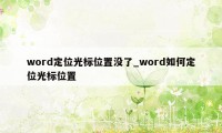 word定位光标位置没了_word如何定位光标位置