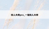 找人大师pro_一键找人大师