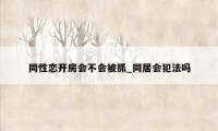 同性恋开房会不会被抓_同居会犯法吗