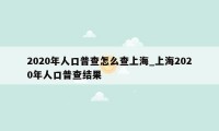 2020年人口普查怎么查上海_上海2020年人口普查结果