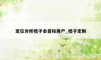 定位分析桔子会目标用户_桔子定制